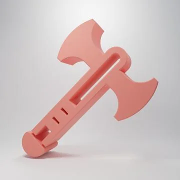 Pink War axe icon isolated on pink background. Battle axe, executioner axe... Stock Illustration