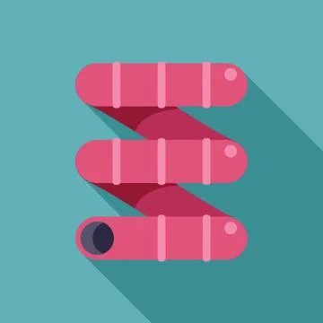 Pink water slide making zig zag turns over turquoise background Stock Illustration