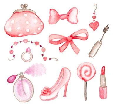 Pink watercolor elements Illustrazione stock