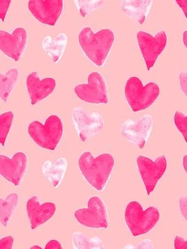 Pink watercolor heart pattern Stock Illustration