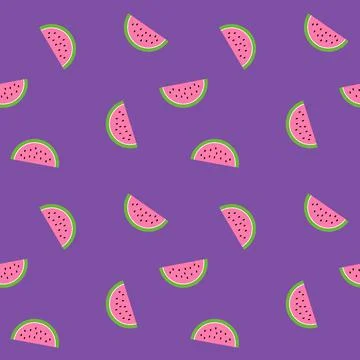 Pink watermelon pattern on purple background Stock Illustration