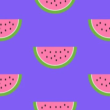 Pink watermelon pattern on violet background Stock Illustration