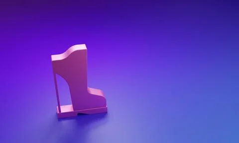 Pink Waterproof rubber boot icon isolated on purple-blue background. Gumboo.. Stock Illustration