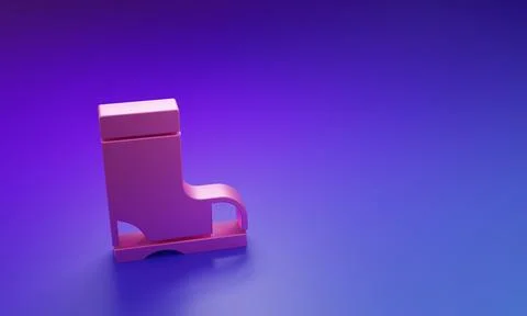 Pink Waterproof rubber boot icon isolated on purple-blue background. Gumboo.. Stock Illustration