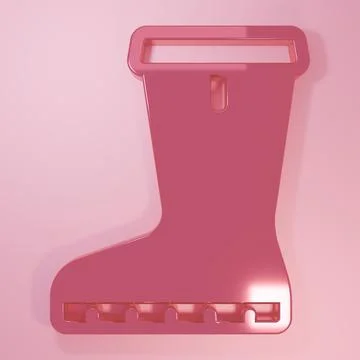 Pink Waterproof rubber boot icon isolated on pink background. Gumboots for .. Stock Illustration