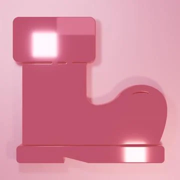 Pink Waterproof rubber boot icon isolated on pink background. Gumboots for .. Stock Illustration