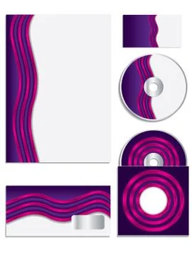 Pink wave company vector set Stock Illustration