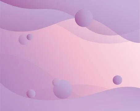 Pink wavy background with balls. Light purple waves with glossy curves soft Stock Illustration