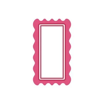Pink wavy blank postage stamp template with empty space Stock Illustration
