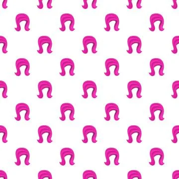Pink wavy hair pattern repeating on white background Stock Illustration