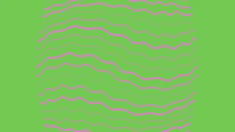 Pink wavy lines pattern on green background Stock Illustration