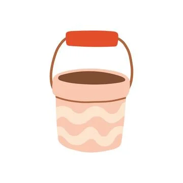 Pink wavy pattern beach bucket toy vector illustration. Cute summer sandbox Stock Illustration