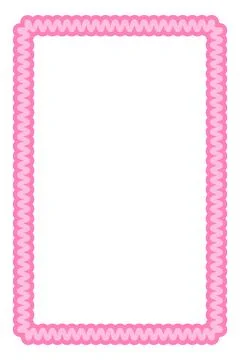 Pink Wavy Rectangle Frame Vector Illustration Decorative Scalloped Border A.. Stock Illustration