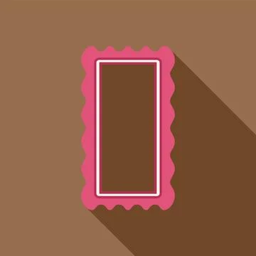 Pink wavy rectangular frame with brown background and long shadow Stock Illustration