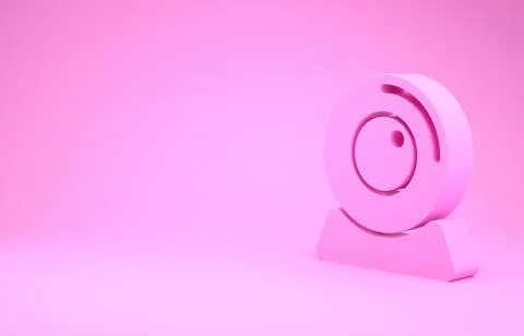 Pink Web camera icon isolated on pink background. Chat camera. Webcam icon. M Illustrazione stock