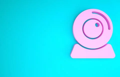 Pink Web camera icon isolated on blue background. Chat camera. Webcam icon. M Stock Illustration