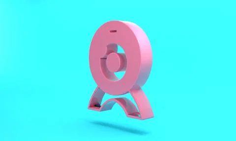 Pink Web camera icon isolated on turquoise blue background. Chat camera. Webc Illustrazione stock