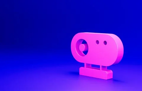 Pink Web camera icon isolated on blue background. Chat camera. Webcam icon Illustrazione stock