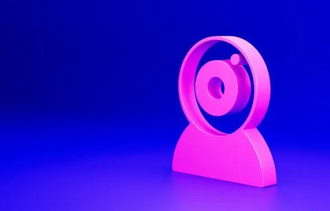Pink Web camera icon isolated on blue background. Chat camera. Webcam icon Stock Illustration