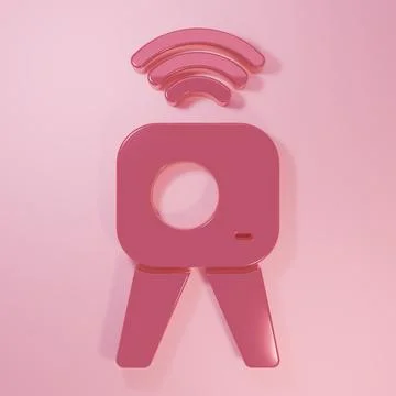 Pink Web camera icon isolated on pink background. Chat camera. Webcam icon... Illustrazione stock