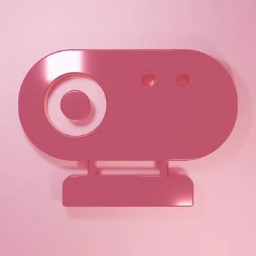 Pink Web camera icon isolated on pink background. Chat camera. Webcam icon... Stock Illustration