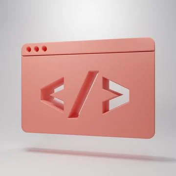 Pink Web design and front end development icon isolated on pink background... Stock Illustration