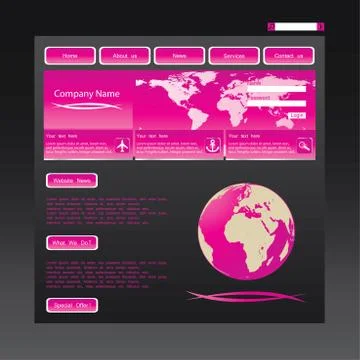 Pink website template in editable vector format Stock Illustration