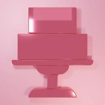 Pink Wedding cake icon isolated on pink background. Minimalism concept. 3D .. Stock Illustration