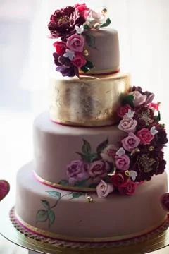 Pink wedding cake Stock Photos