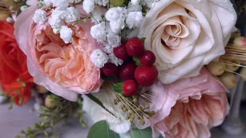 Pink wedding flowers Video stock 251544577