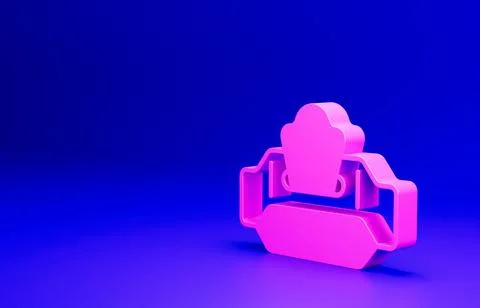 Pink Wet wipe pack icon isolated on blue background. Minimalism concept. 3D Illustrazione stock