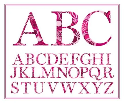 Pink whimsical alphabet Stock Illustration