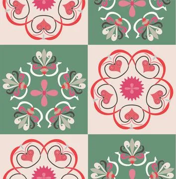Pink, white, brown elements in the form of stylized leaves and flowers. Illustrazione stock