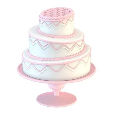 Pink white cake wave pattern 3D Pink white cake wave pattern 3D render ill... Stock Photos
