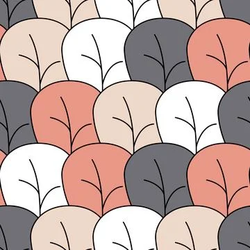 Pink white gray leaf seamless pattern cute flat hand drawn background 스톡 일러스트