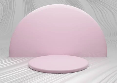 Pink white light background, studio and pedestal. 3d illustration, 3d. Stock Illustration