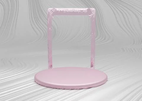 Pink white light background, studio and pedestal. 3d illustration, 3d. Stock Illustration