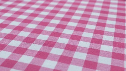 Pink white tablecloth, picnic gingham Video stock 108470893