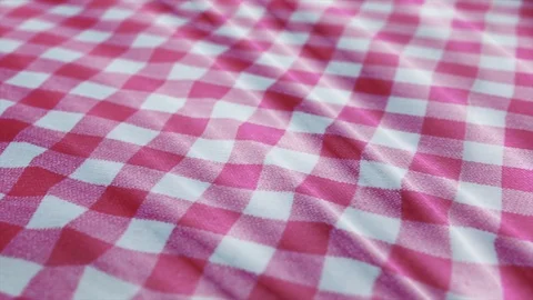 Pink white tablecloth, picnic gingham Stock Footage 108470934