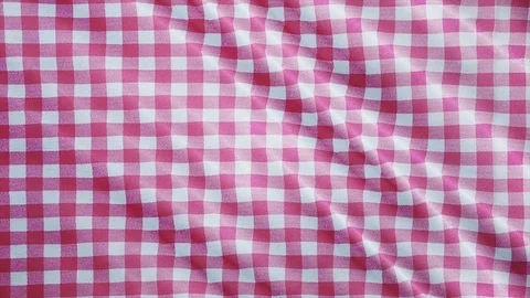 Pink white tablecloth, picnic gingham Stock Footage 108471077