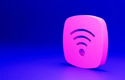 Pink Wi-Fi wireless internet network symbol icon isolated on blue background 스톡 일러스트