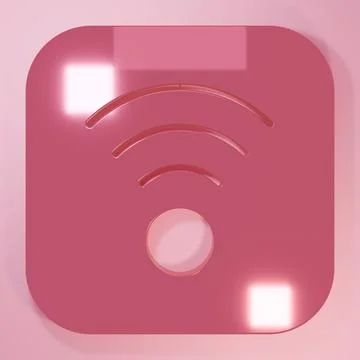 Pink Wi-Fi wireless internet network symbol icon isolated on pink backgroun.. Stock Illustration