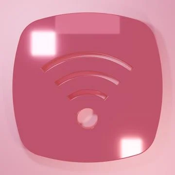 Pink Wi-Fi wireless internet network symbol icon isolated on pink backgroun.. Stock Illustration