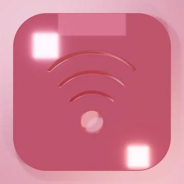 Pink Wi-Fi wireless internet network symbol icon isolated on pink backgroun.. Stock Illustration