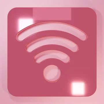 Pink Wi-Fi wireless internet network symbol icon isolated on pink backgroun.. Stock Illustration