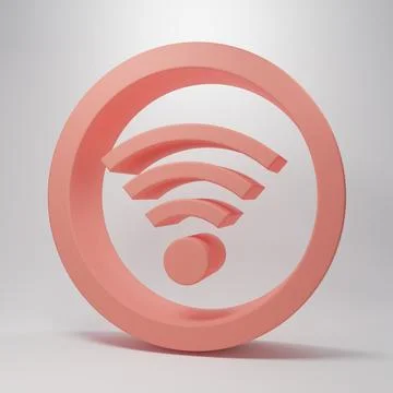 Pink Wi-Fi wireless internet network symbol icon isolated on pink backgroun.. Stock Illustration