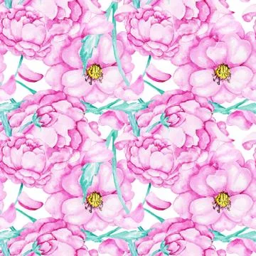 Pink wild rose pattern Stock Illustration