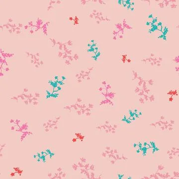 Pink wildflowers seamless vector pattern Stock-Illustration