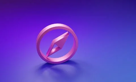 Pink Wind rose icon isolated on purple-blue background. Compass icon for tr.. Illustrazione stock