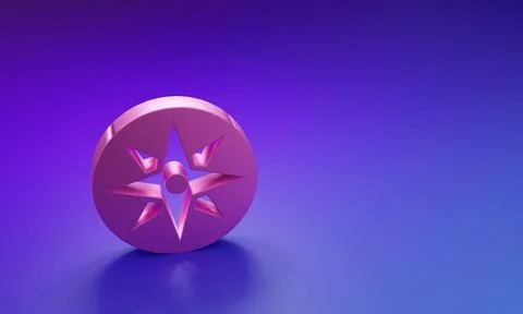 Pink Wind rose icon isolated on purple-blue background. Compass icon for tr.. Stock Illustration